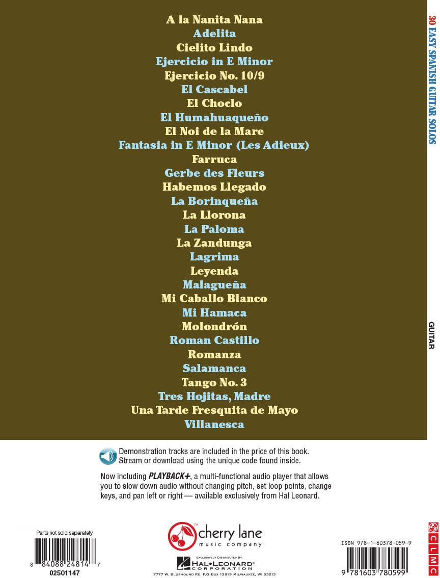 30 Easy Spanish Guitar Solos: Partitions, anthologie pour guitare (Book & Audio Access)