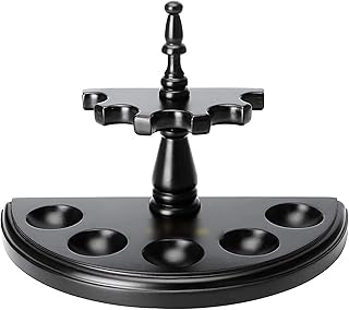 木製パイプタバコスタンド - パイプアクセサリータバコパイプスタンド - 喫煙者パイプスタンド - ブナウッドハンド彫刻口笛スタンド,黒