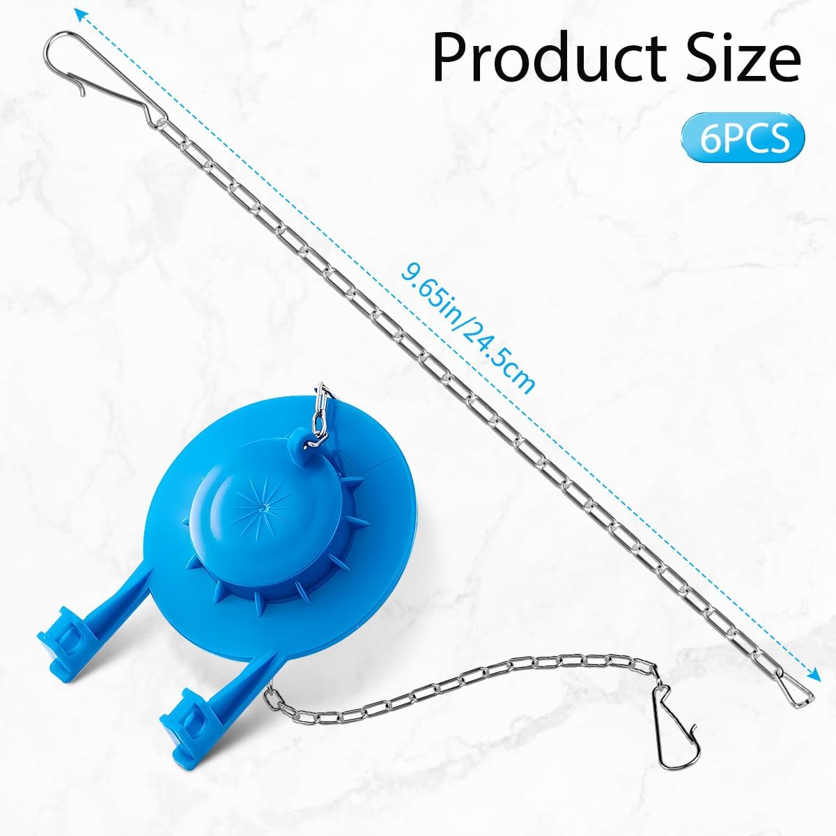 6 Pack Stainless Steel Toilet Flapper Chain - Easy Replacement for Most Toilet Flappers - Silver