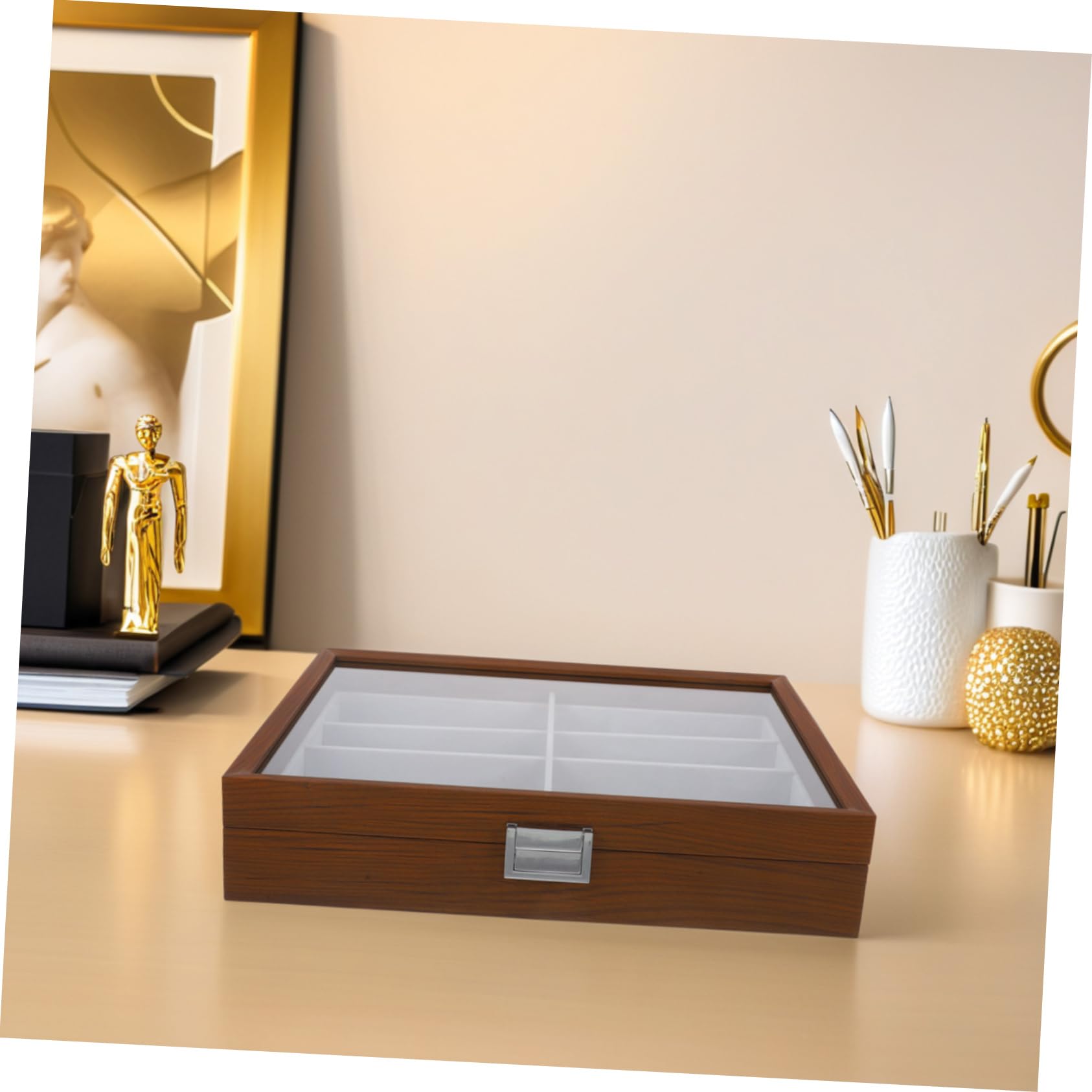 ULTECHNOVO Holz Brillen Aufbewahrungsbox 8 Fächer Mit Weichem Innenfutter Sonnenbrillen Organizer Für Damen Und Herren Brillen Displayhalter Für Zuhause Und Reisen