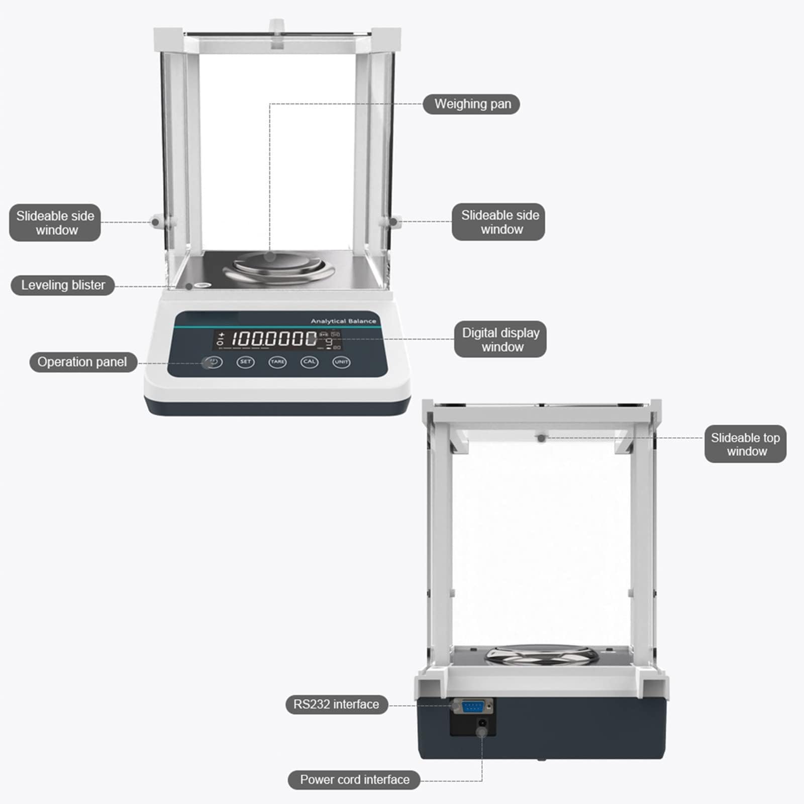 X&Z-XAOY Bilancia di Precisione da Laboratorio Bilancia Analitica di Precisione 0,0001 G con Parabrezza, Interfaccia RS232: Collegamento di Una Stampante/Computer (Size : 220g)