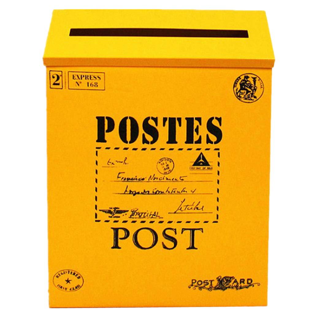 CALANDIS® Vintage Galvanized Mailbox Letterbox Postbox Newspaper Holder Box Yellow-image-40
