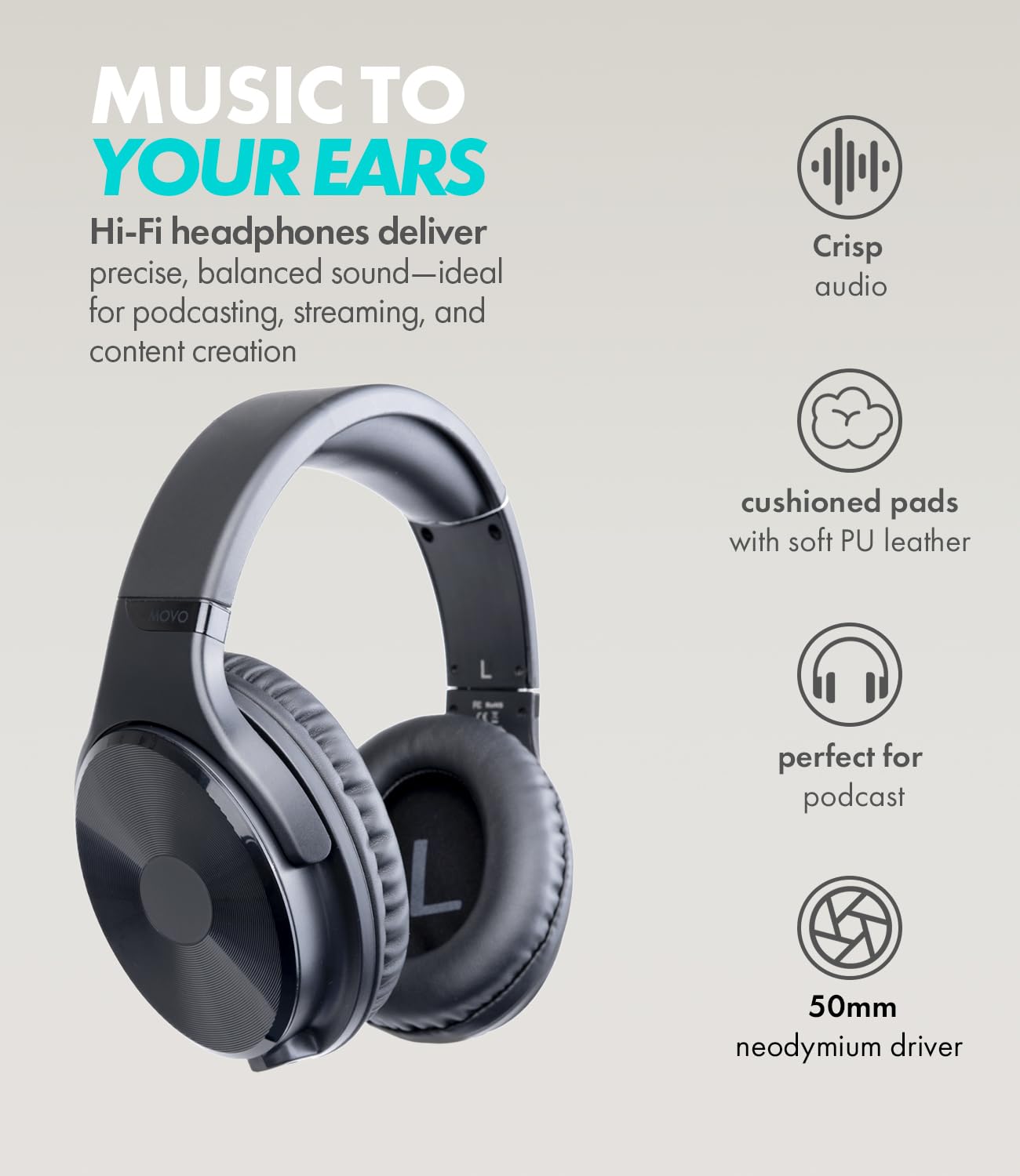 Movo Set di attrezzature per podcast portatili per telefoni iPhone/Android, kit podcast con interfaccia audio, 2 microfoni dinamici CastMic, 2 cuffie, 2 bracci a braccio, per smartphone, computer, PC