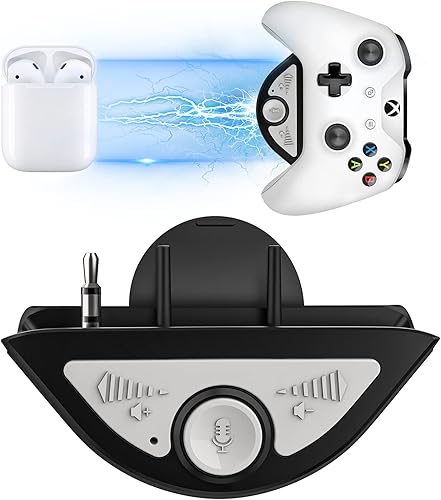 AOLION Transmisor Xbox One adaptador de auriculares estéreo para todas las series de controladores Xbox One Series con conector de audio de 0138in