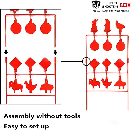 Miniatura 7 de Atflbox Pistola de pellets objetivo silueta animal Heavy Metal Spinner pistola de aire comprimido BB Gun objetivo de disparo para exteriores y patio