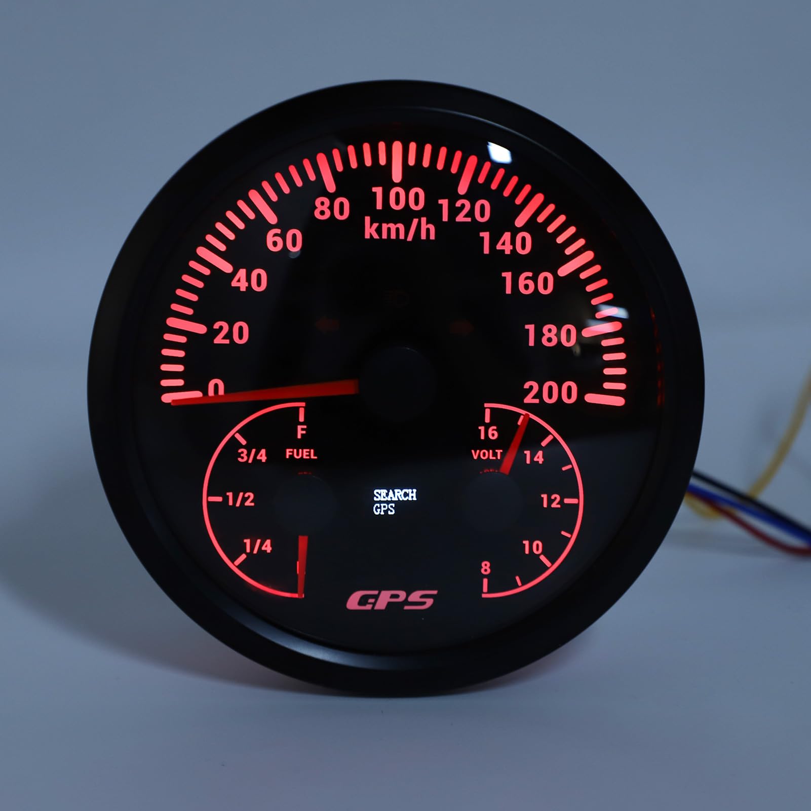 Licznik Prędkości GPS 110 Mm 4-3/8 Cali, Wskaźnik Napięcia Wysokiej Precyzyjnej łodzi 3 w 1 0-200 Km/H łatwy do Odczytania dla Ciężarówki Jachtowej RV (Czarna tarcza Czarna ramka CXA091B)