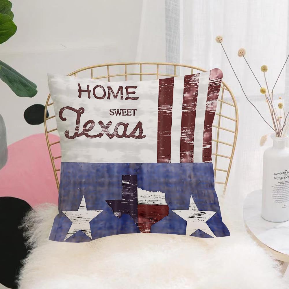 HYMSXW Cushion Cover,Throw Pillow Case Home Decorative for Living Room Bedroom Sofa Chair 20X20 Inch,Home is Texas state outline illustration white state on gray background with ma,Pillowcase 50X50cm