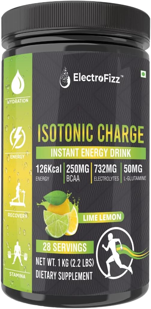 Isotonic Energy Drink Powder for Endurance Sports & Fitness Activities, 1 Kg Jar (LemonLime)