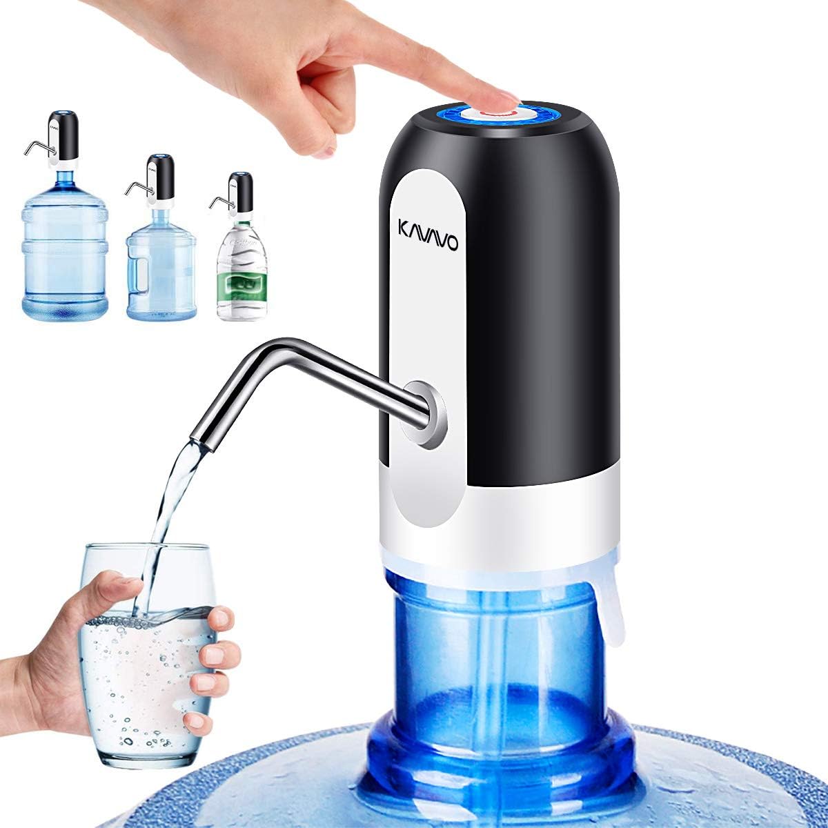 Portable Black Water Dispenser, USB Charging Automatic Drinking Water Bottle Switch, 5 Gallon Capacity, 4W Pump, 1200mAh Battery