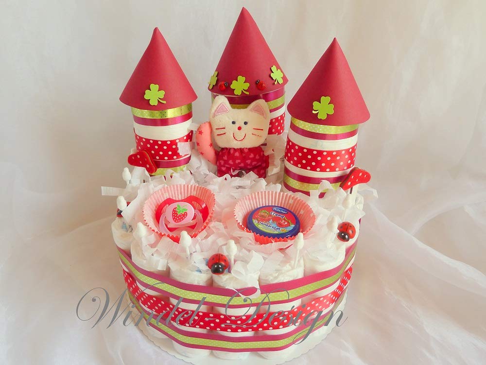 Nappy Cake Castle For Girls Cat Lucky Cat Grabbing Ring
