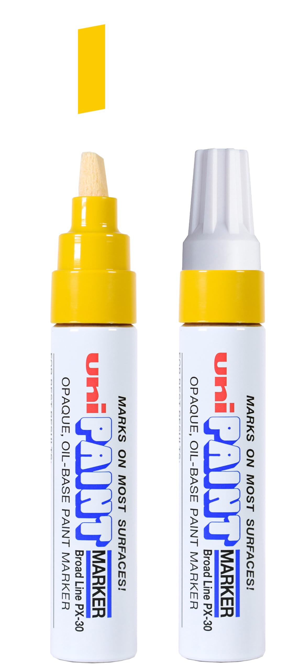 Uni-Ball Uni Paint PX-30 Oil-Based Paint Markers, Broad Line (8mm), Yellow, 2 Count
