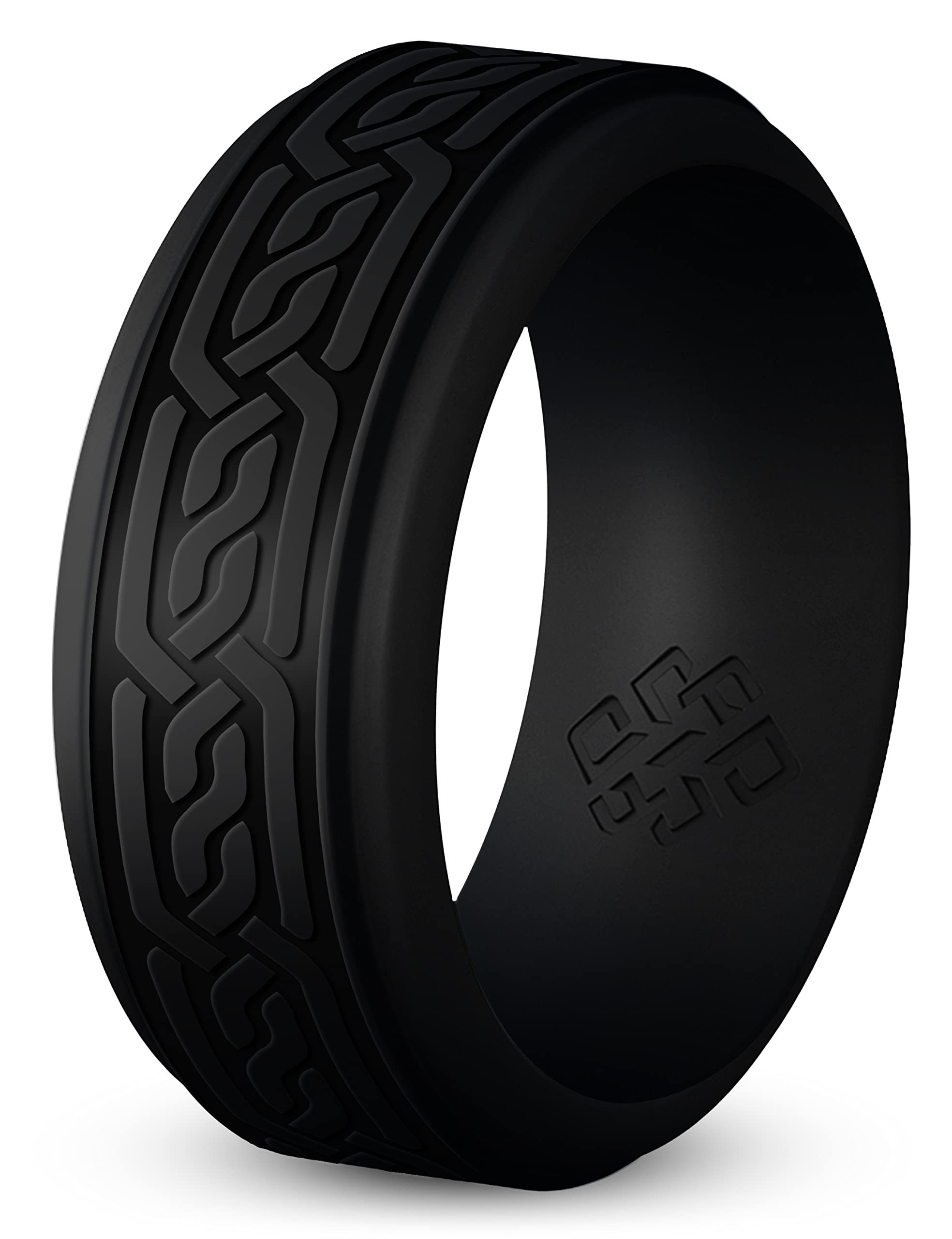 Knot Theory Silicone Ring for Men - Trinity, Claddagh, Celtic Engraving - 8mm Bandwidth Breathable Comfort Fit