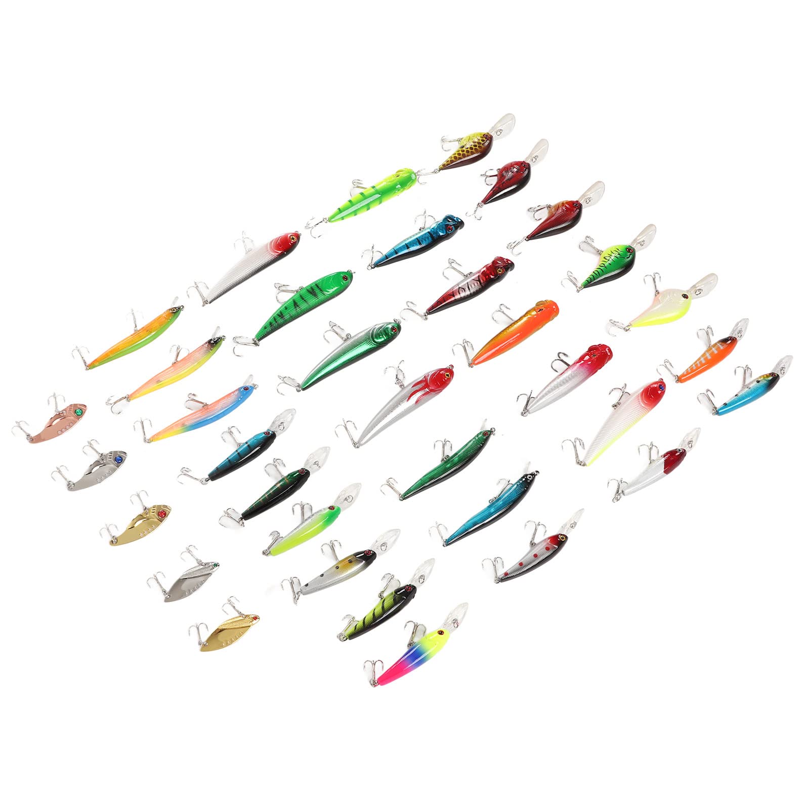 35-teiliges Simulations-Angelköder-Set mit hartem Köder, Minnow-Köder für Süßwasser-Salzwasserangeln mit leuchtenden Farben, lebensechtem Aussehen, 3D-Augen, Kunststoffmaterial,
