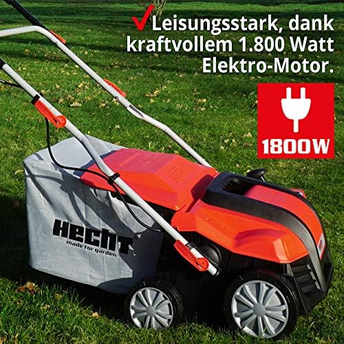Bild 3 - HECHT brandneuer 2 in 1 elektro Vertikutierer - Vertikutierer Elektro für einen schönen grünen saftigen Rasen – Starke 1800 Watt mit Lüfter- und Messerwalze - großzügiger 55l Auffangsack – elektrisch