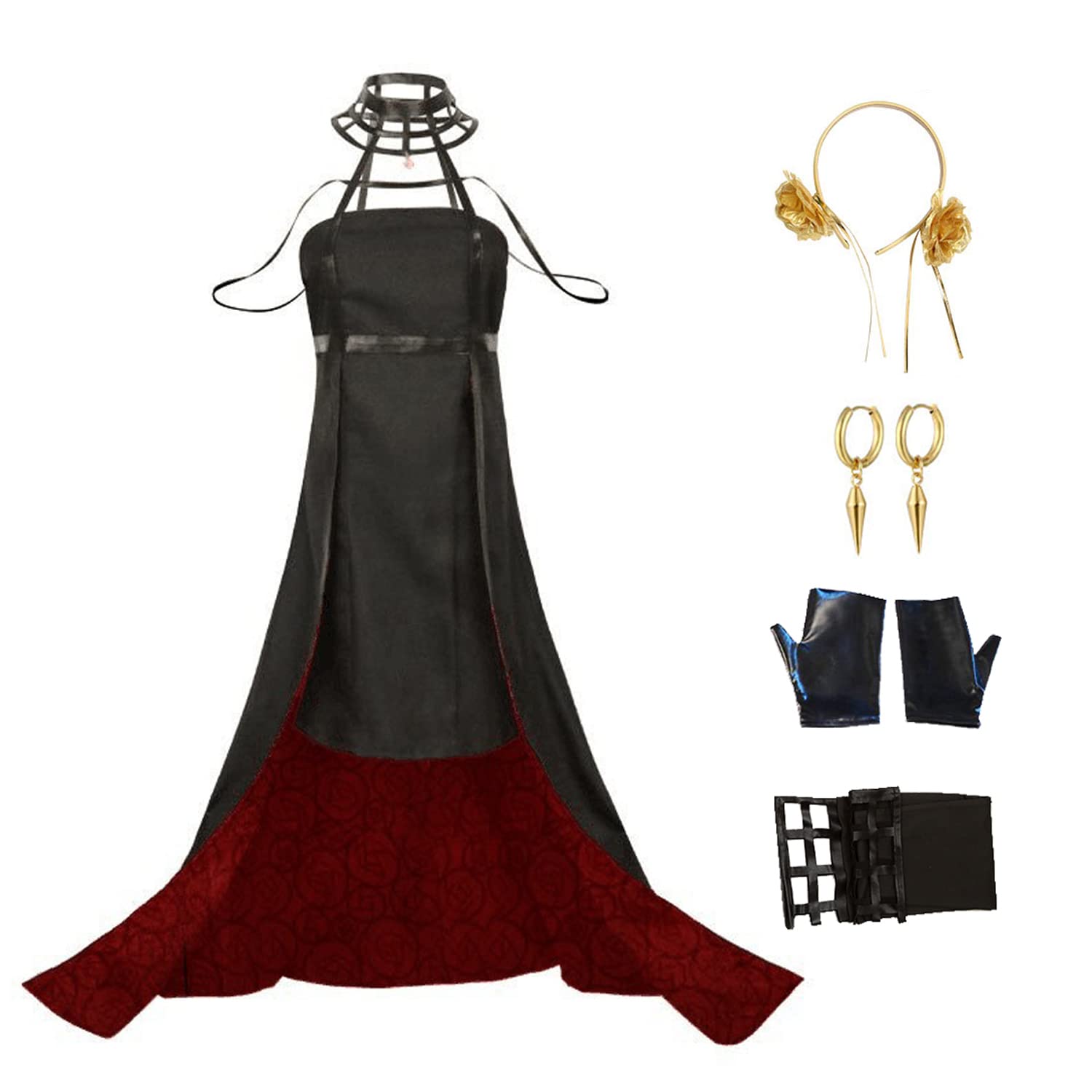 Anime Yor Forger Cosplay Costume Thorns Princess Killer Gothic Halter Black Dress Halloween Party Ou
