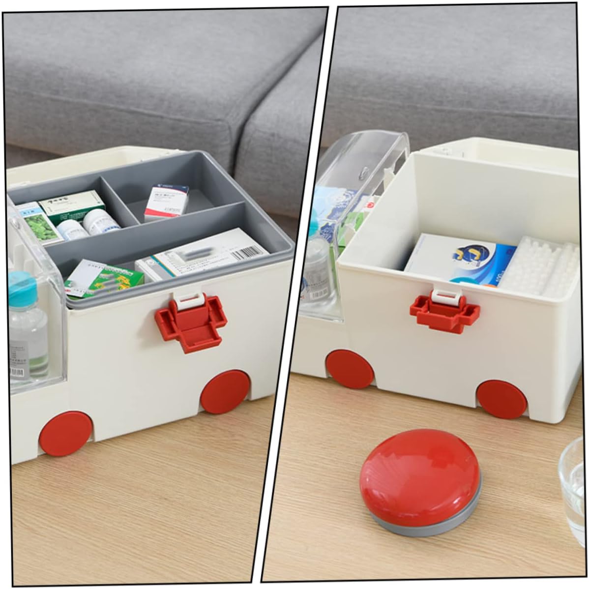Large Capacity Plastic First Aid Storage Box Emergency Medicine Case for Home Use Portable Medical Organizer Lid for Family Medicine and Emergency Supplies