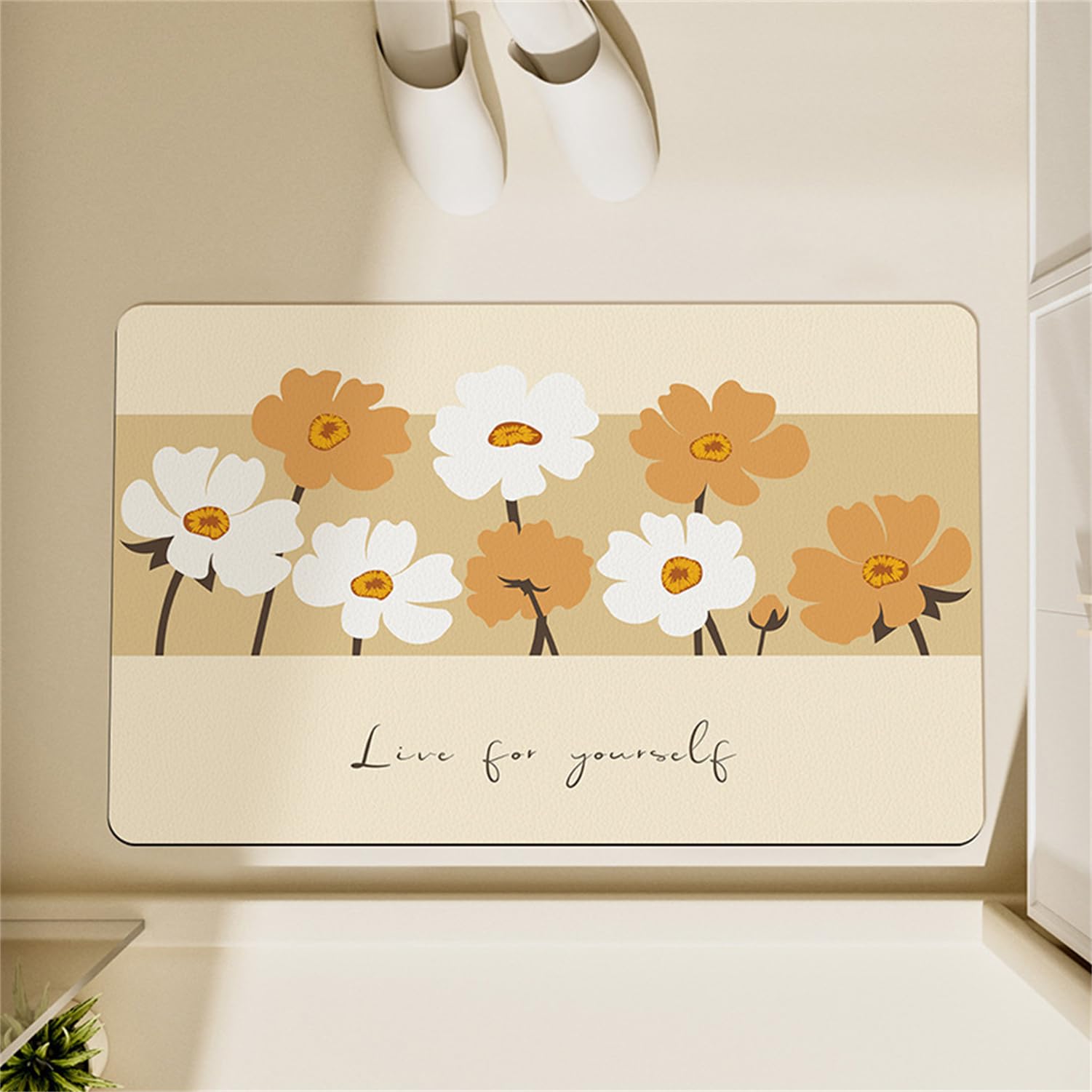 Tappeto Bagno Assorbente Cucina, 60x120cm Tappeti Bagno Antiscivolo, Tappeto Ingresso Interno, Tappeto Lavabile Morbido Tappetino Bagno Morbido ad Asciugatura Rapida, Perfect Life Tappeto Flower