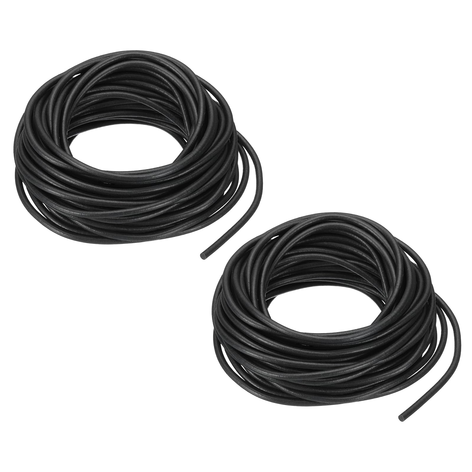 PATIKIL Silicone Foam Seal Strip 3.5mm Dia 7.5 M(24.6 Ft) Long, 2 Pcs Round High Density Solid Sponge Rubber Weather Seal Strip for DIY Warehouse Concrete Joints Wall Cracks, Black