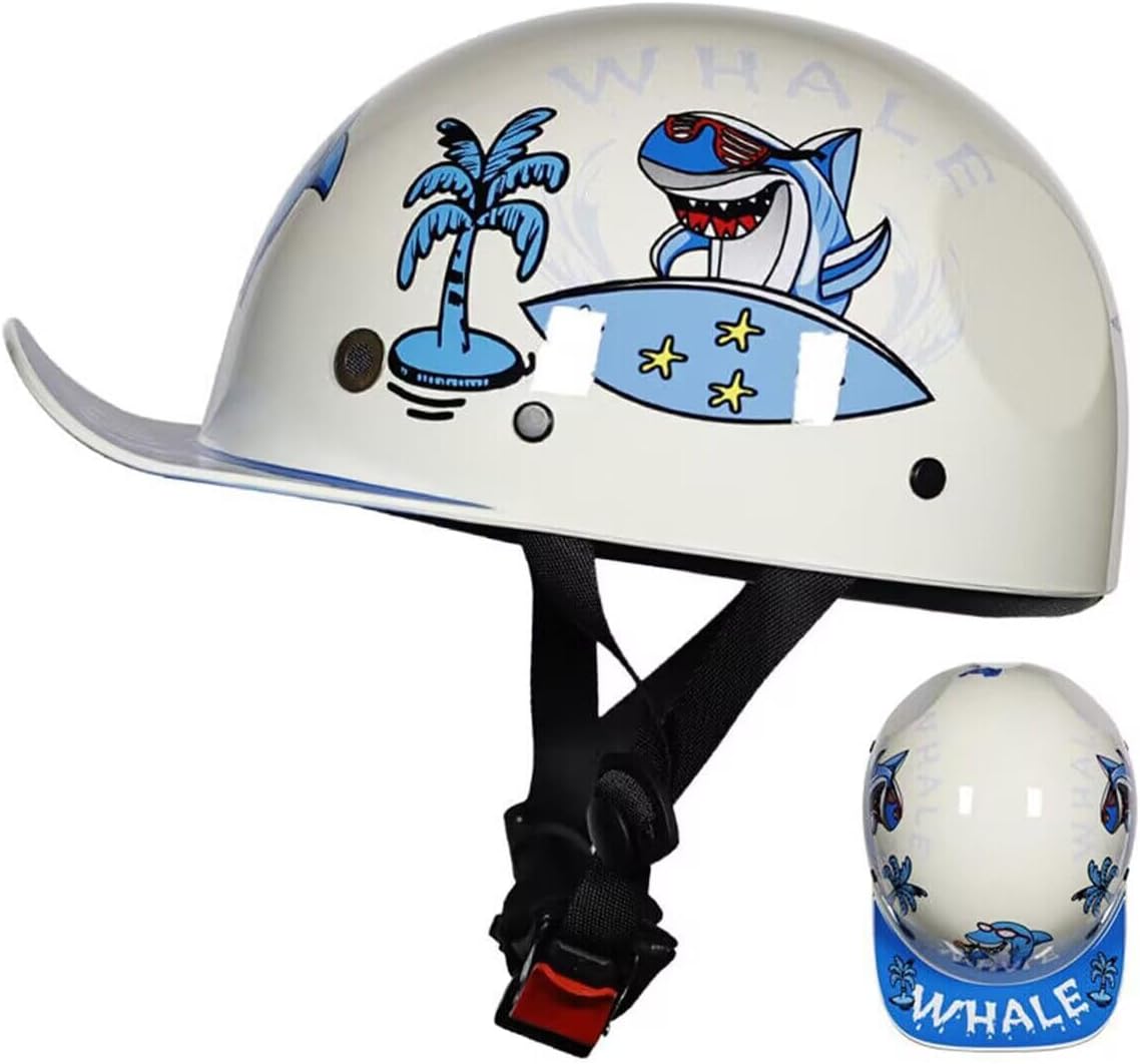 Baseball Cap Youth Kids Motorcycle Skull Cap Helmet Street Bike Boys Girls Open Face Half Helmet DOT Approved Four Seasons Scooter Moped ATV Cute Children Sunscreen Half Shell Helmet-D||Medium