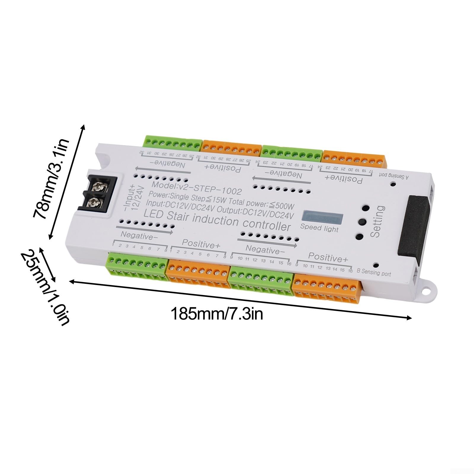 Treppenlicht-Controller-Set, intelligenter Bewegungssensor, LED-Treppenbeleuchtung, 32 Kanäle, Anti-Auslauf-System, anpassbare Einstellungen, weiß, kabelgebunden, elektrisch, 5 m