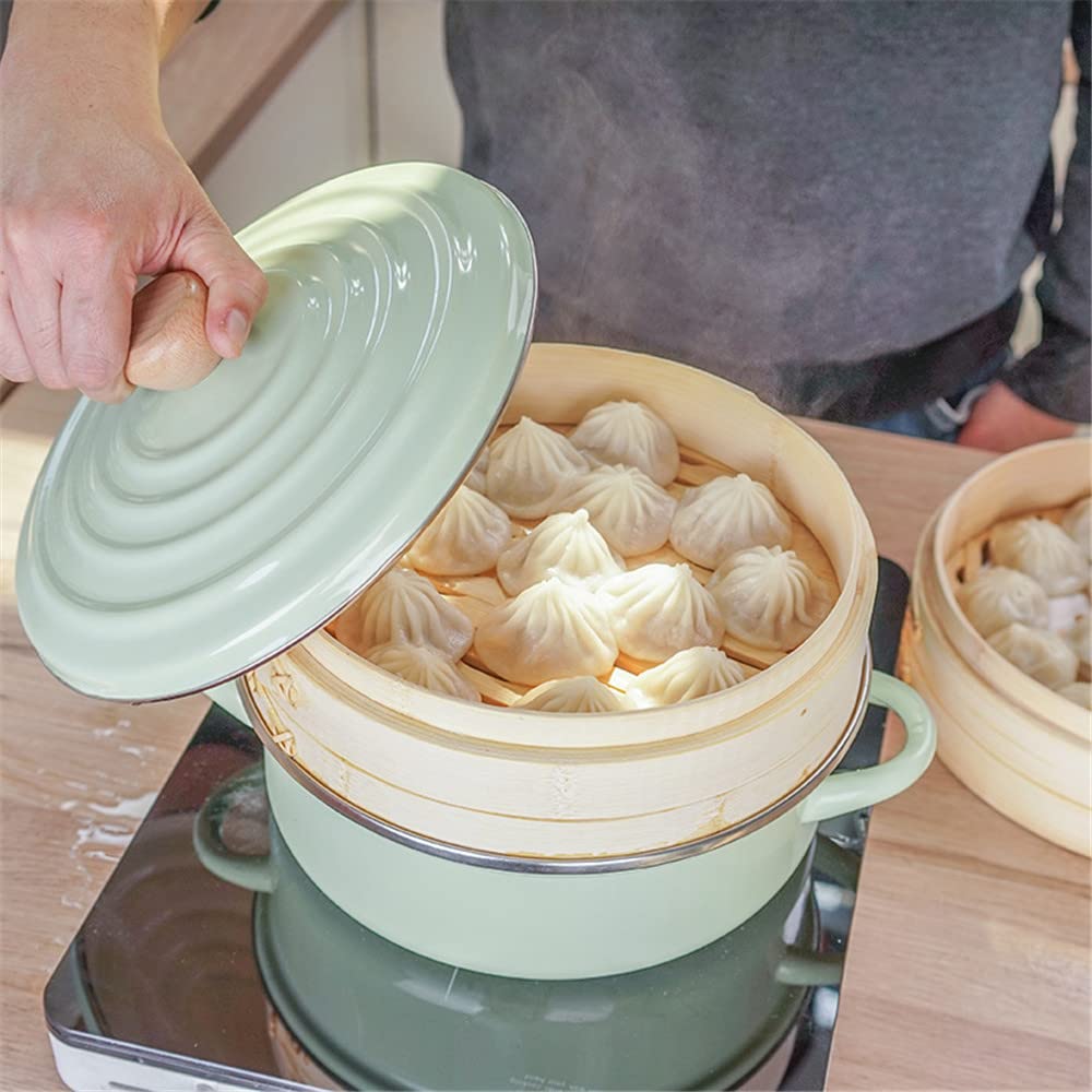 Horno Holandés De Hierro Fundido Esmaltado, Cocotte Hierro Fundido con Tapa, Cacerola De Hierro Fundido Esmaltado, 3.5 L, Verde, Placa De Acero Laminado En FríoA