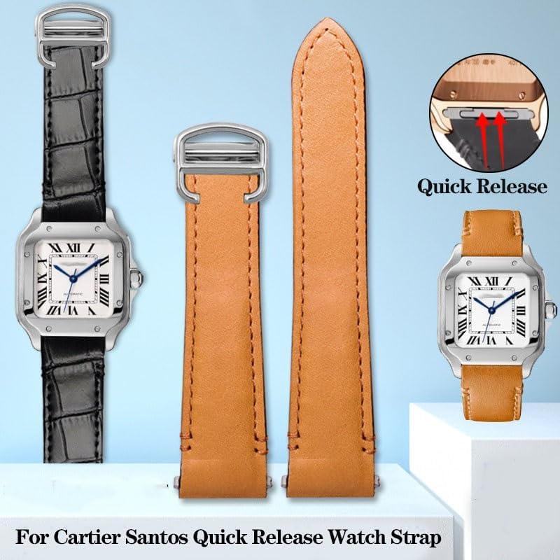 Quick Release Leather Strap For Cartier Santos Classic Style WSSA0009 WSSA0010 WSSA0018 New SANTOS Watch Chain