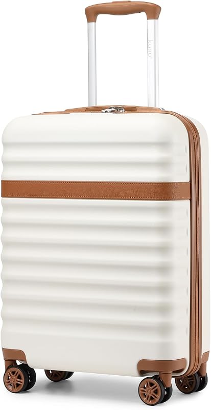 Carry On Luggage 22x14x9 Expandable 20Inch Hardshell TSA Lock Cream