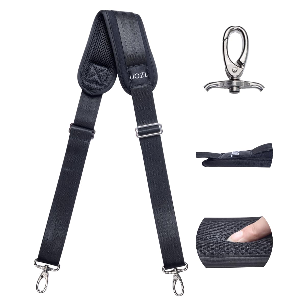 UOZL Bag Shoulder Strap Universal with Ultra-Thick Fixed Pad Double Adjustable Buckles for Duffle, Messenger, Laptop, Gym Bag