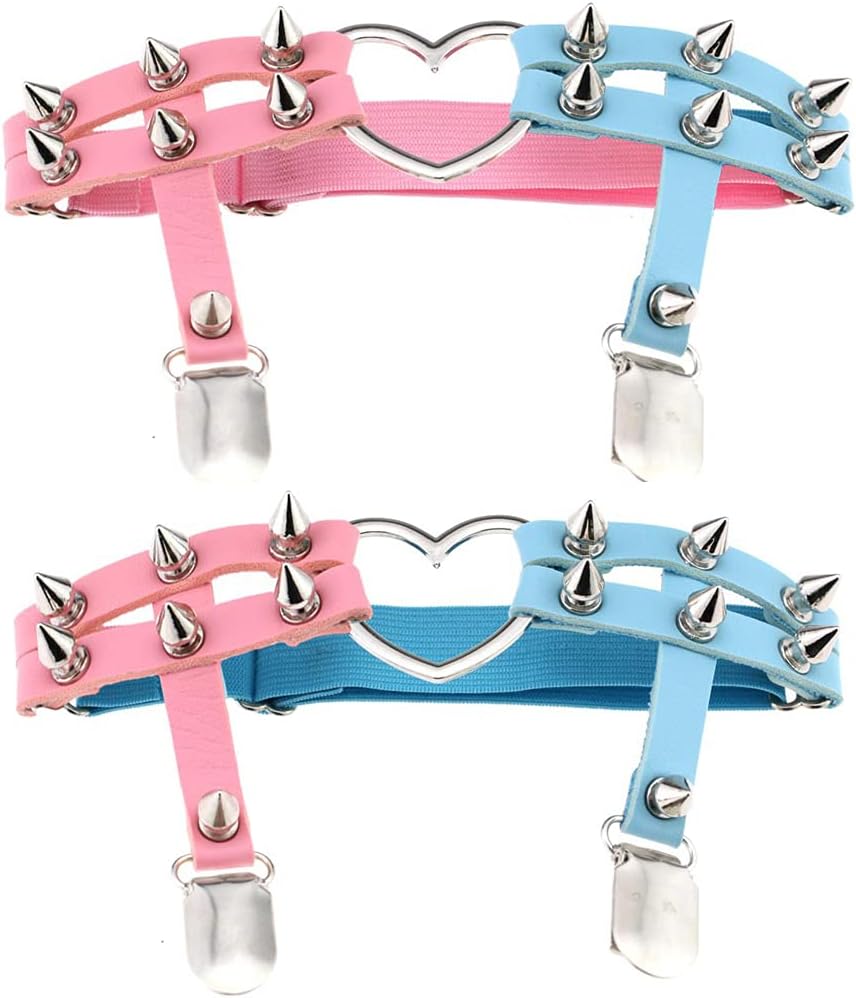 Adjustable Leg Garter With Anti-Slip Clips Elastic Thigh Ring Garter Kawaii Punk Rock Cute for Women