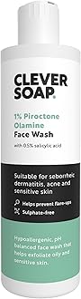 1% Piroctone Olamine Face Wash With Salicylic Acid - Exfoliating, Foaming Facial Cleanser - Suitable For Seborrheic Dermatitis, Acne & Psoriasis - Fragrance Free Skin Care, For Men & Women