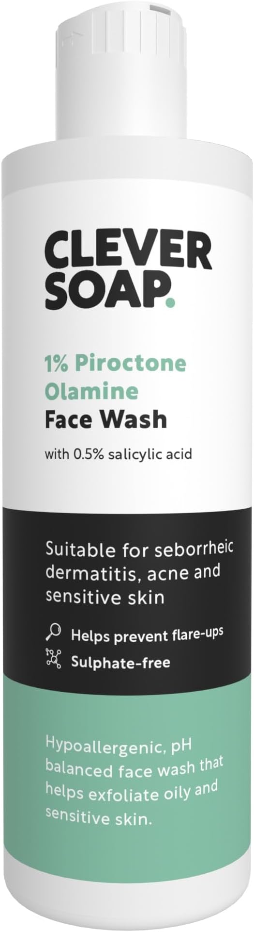 1% Piroctone Olamine Face Wash With Salicylic Acid - Exfoliating, Foaming Facial Cleanser - Suitable For Seborrheic Dermatitis, Acne & Psoriasis - Fragrance Free Skin Care, For Men & Women