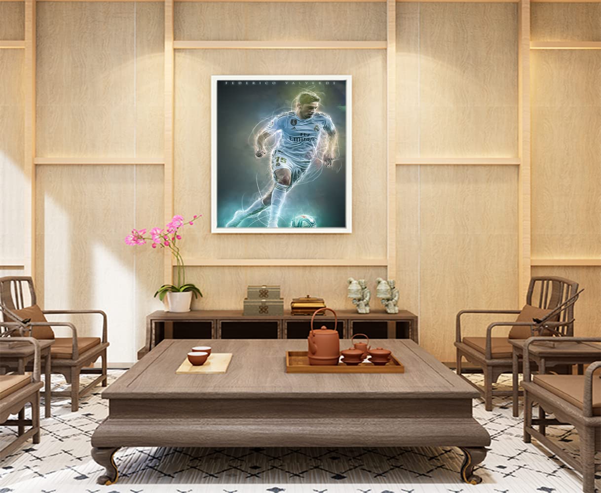 Xtreme Skins Designs Print White Wood Floater Framed Canvas Wall Art Decoration Poster (22x34 Inch) - Federico Valverde