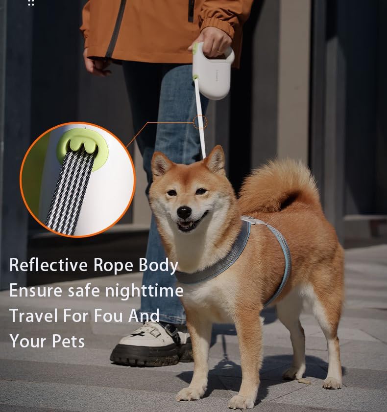 Miniatura 6 de Retractable Dog Leash - No Tangle Design, 16FT Reflective Rope Body, One-Handed Brake & Lock, Perfect for Walks, Outdoor Adventures & Gift (White)