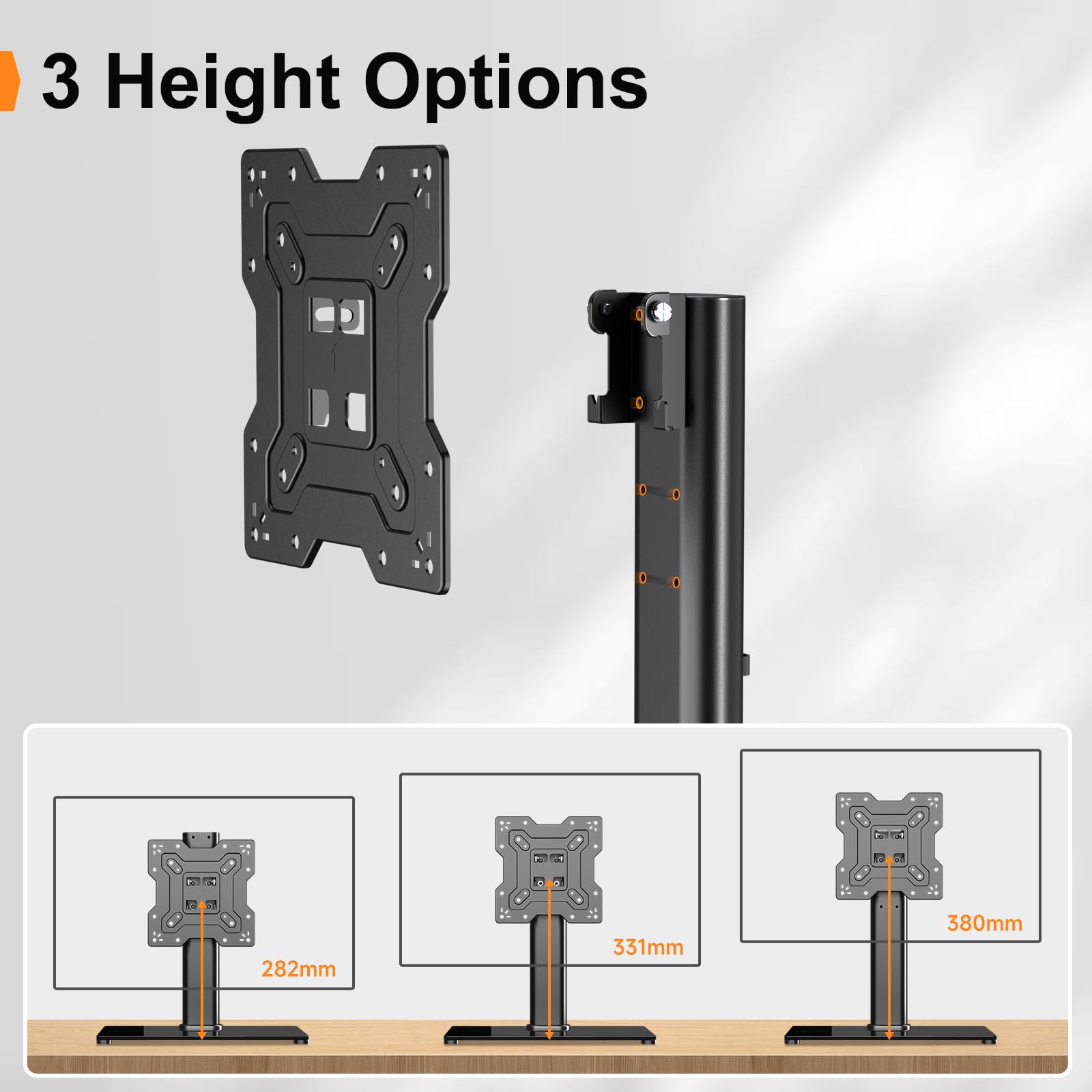 XINLEI Supporto per TV Universale, Supporto da Tavolo per TV LCD/LED da 17-43 Pollici Fino a 88 libbre, Supporto per Monitor Regolabile in Altezza con Base in Vetro Temperato VESA 200x200mm, TS103