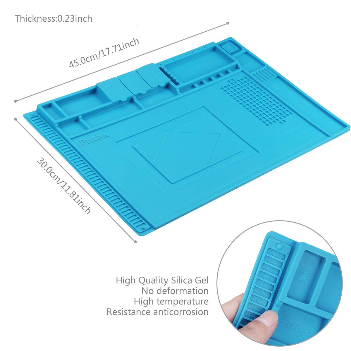 Preciva Soldering Mat, 500℃ Heat Resistant Silicone Work Mat, Multi
