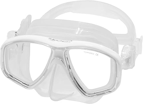 AquaFlex - Máscara de buceo, vidrio templado antivaho, vista panorámica, falda de silicona antifugas, buceo, esnórquel, apnea, equipo de pesca