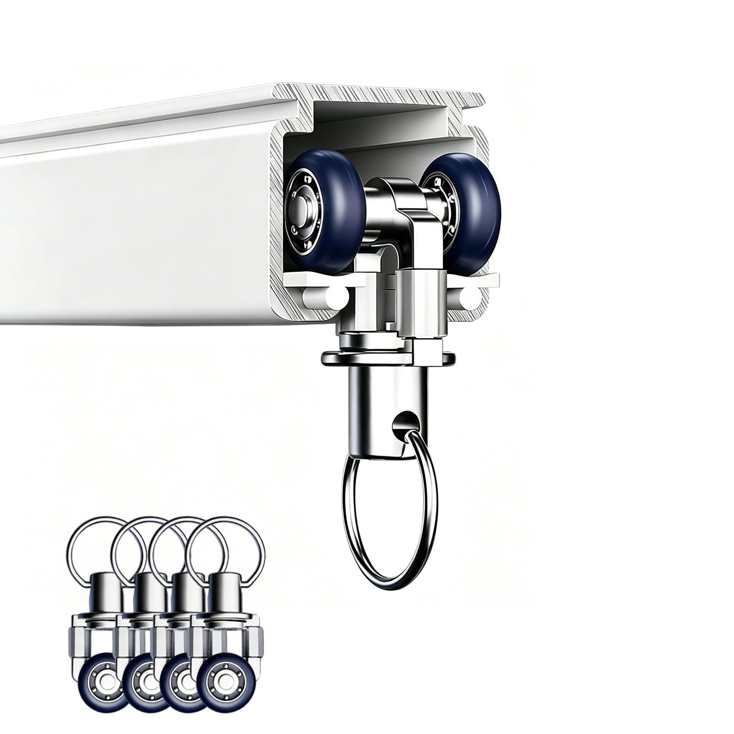 Schwerlast Vorhangschiene Gardinenschiene 1 Laufig, Aluminium Hochleistungs Gleitschienen für Fenster Wohnzimmer Wohnwagen, Geräuschloses Schiebeschiene zur Decken-oder Wandmontage(6M)