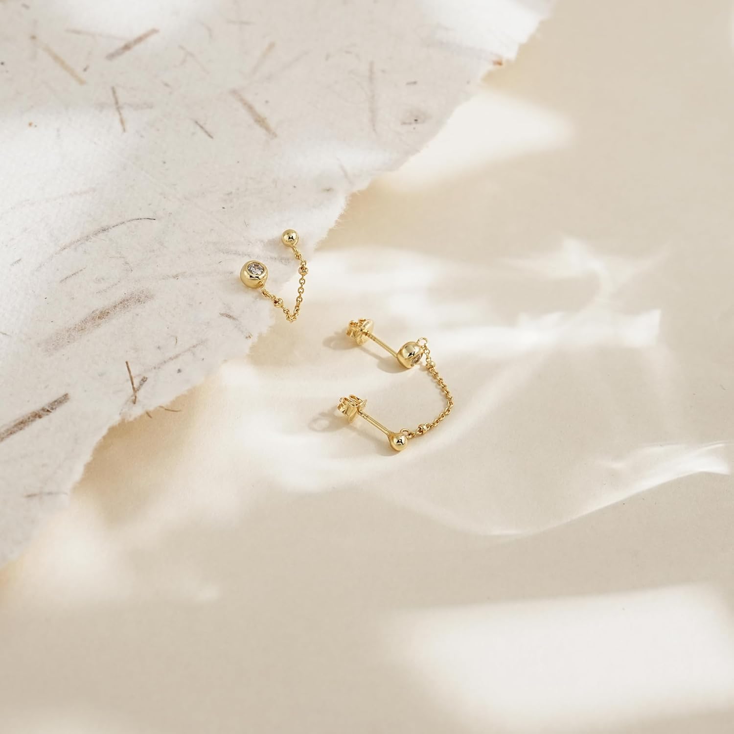 CHIC & ARTSY 925 Sterling Silver Bar,CZ,Ball,Chain Stud Earrings Created Opal,Moonstone,Turquoise Chain Earrings for Women - Image 3