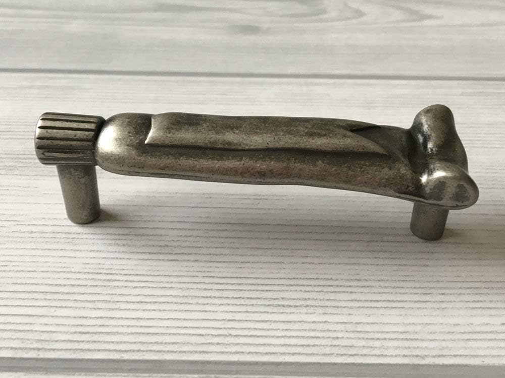 3" C-C Toothbrush Toothpaste Drawer Pull Bathroom Cabinet Door Pull Antique Black Pewter Gold Brass Cabinet Knob Handle 76 mm Centers (Toothpaste, Antique Pewter)