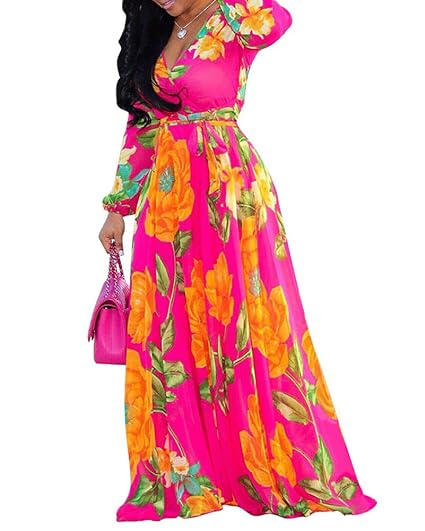 Bbalizko Womens Floral Dresses V Neck 