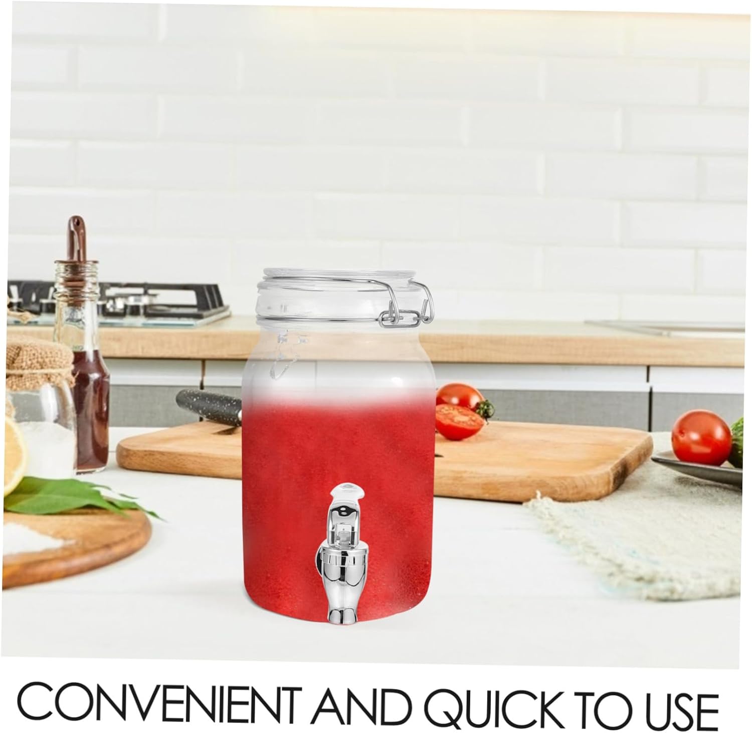 Wakauto Transparent Glass Drink Barrel with Abs Spigot Sealed Beverage Dispenser for Juice Sparkling Wine and Homemade Fermentation Food Safe Storage Container for Household Use