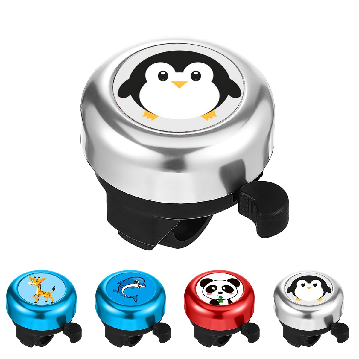 Garegce Kids Bike Bell, Cute Bike Horn Bicycle Bell for Boys and Girls with Loud Sound, Universal Cartoon Mini Handlebar Bells for Adults Toddler Bikes, Scooters and Cycling Accessories - Penguin