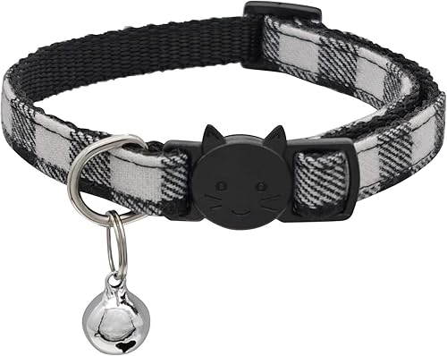 MJIYA Collar de gato con campana, collar de rejilla separable con hebilla de plástico, luz ajustable, nailon, collares de gatitos