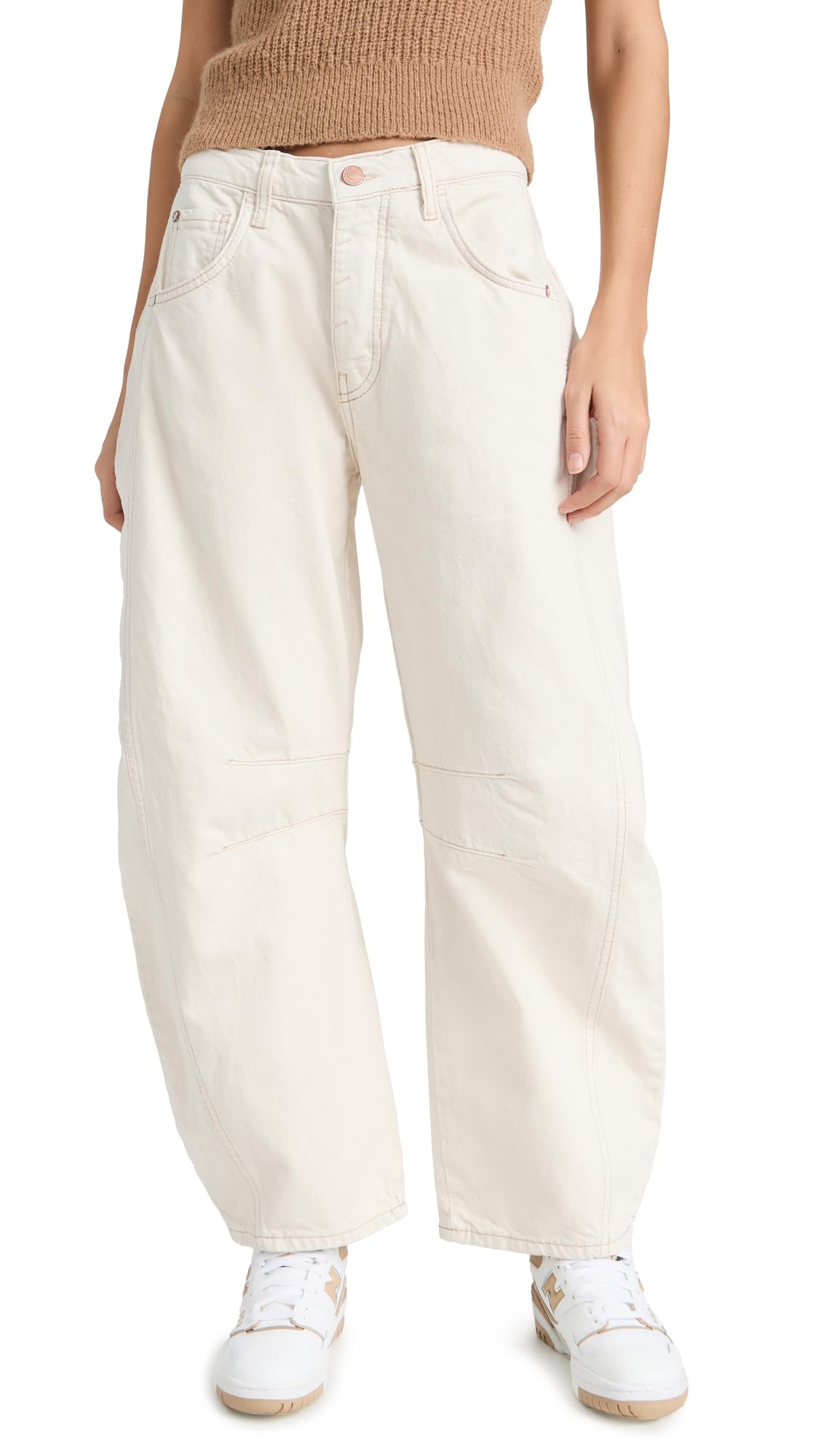 Free People Women's Good Luck Barrel Leg Jeans, Milk, 25 : Amazon