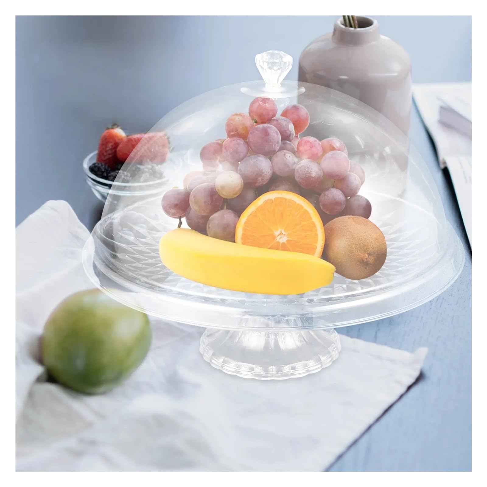 Soporte de pastel con tapa de cúpula de PET transparente for exhibición de bodas, fiestas y frutas