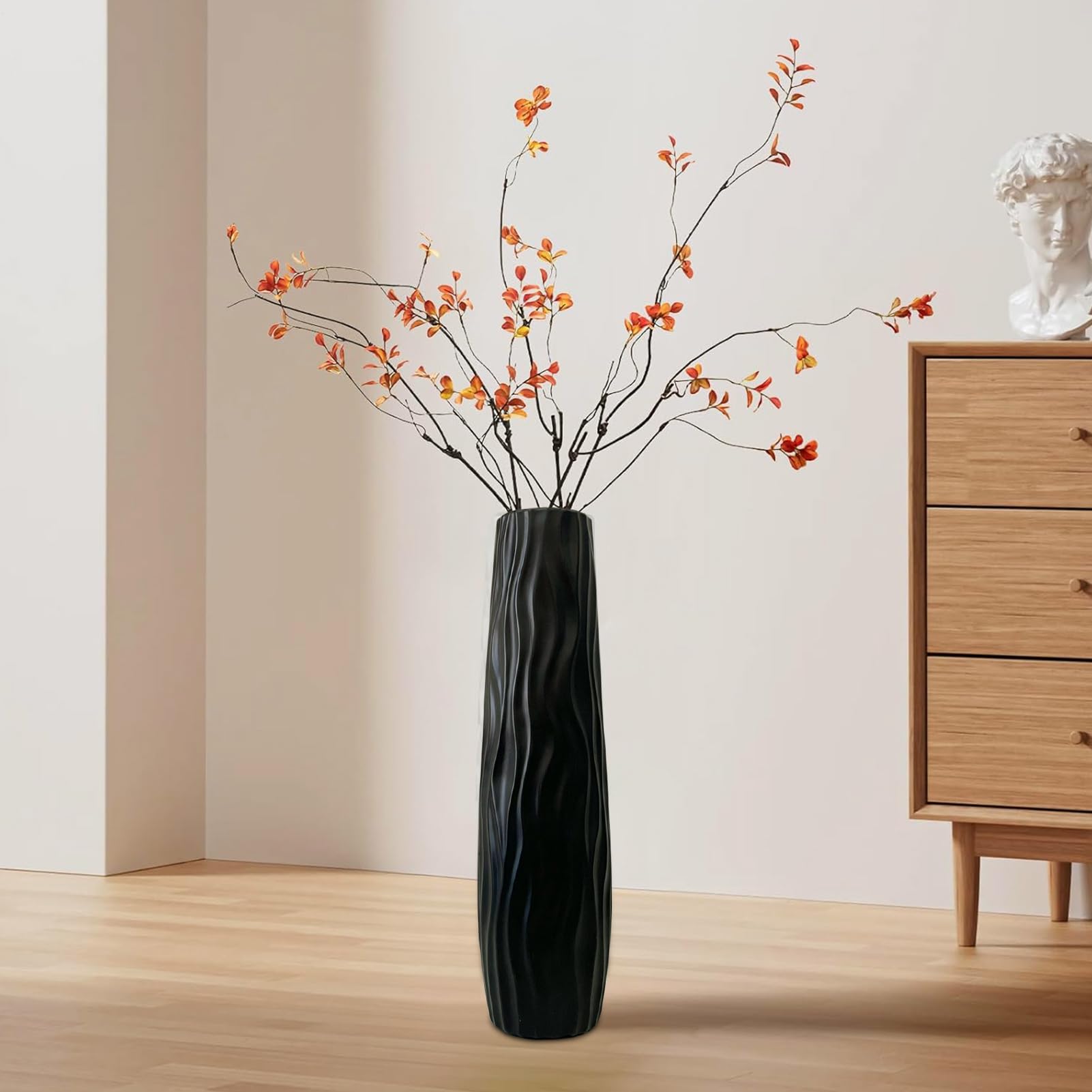 Jarrones Altos Para El Suelo Centro De Mesa Con Relieve 3D Para El Suelo | Jarrón de Pie Moderno para Hogar y Sala de Estar y Dormitorio y Comedor y Entrada y Boda y y Oficina y Hotel