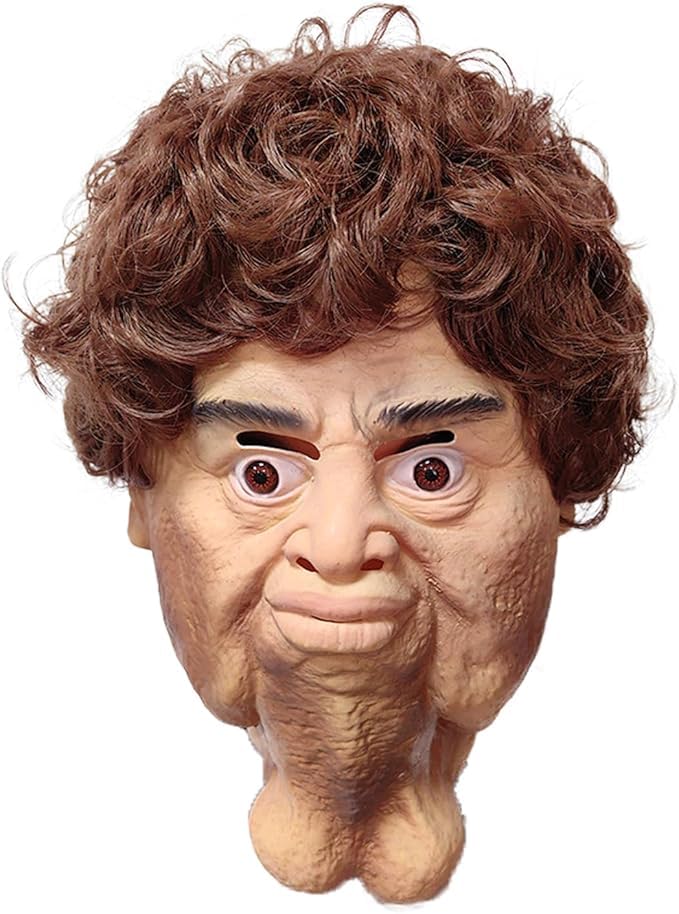 JIUHEBT Adult Double Chins Horror latex mask, for Cosplay Rave Party Masquerade Party Full Head Latex Mask