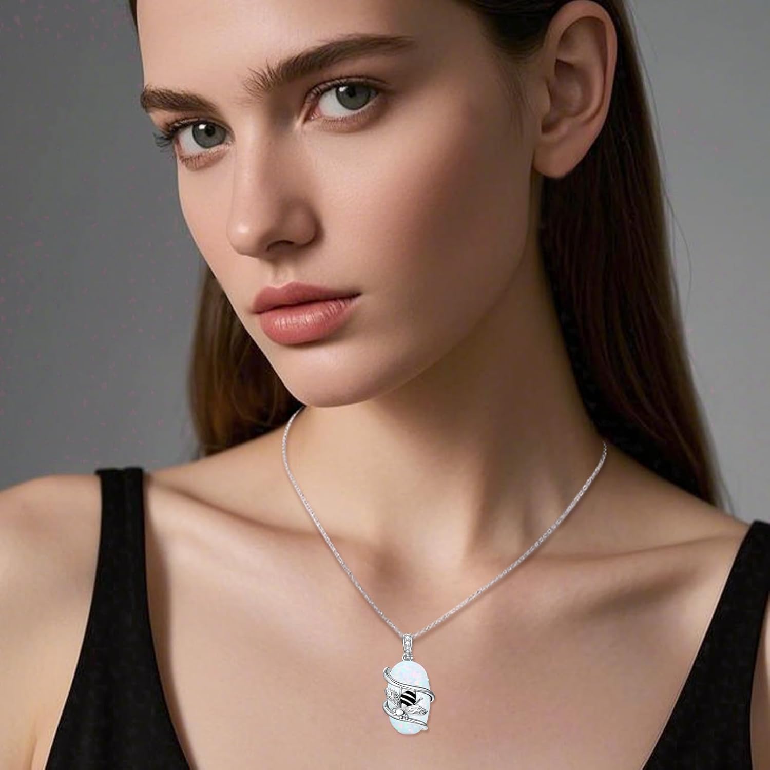 Opal Mama Bear/Panda/Cat/Koala/Sloth/Cardinal Necklace 925 Sterling Silver Opal Animal Pendant Jewelry Birthday Gifts Women Mom - Image 2