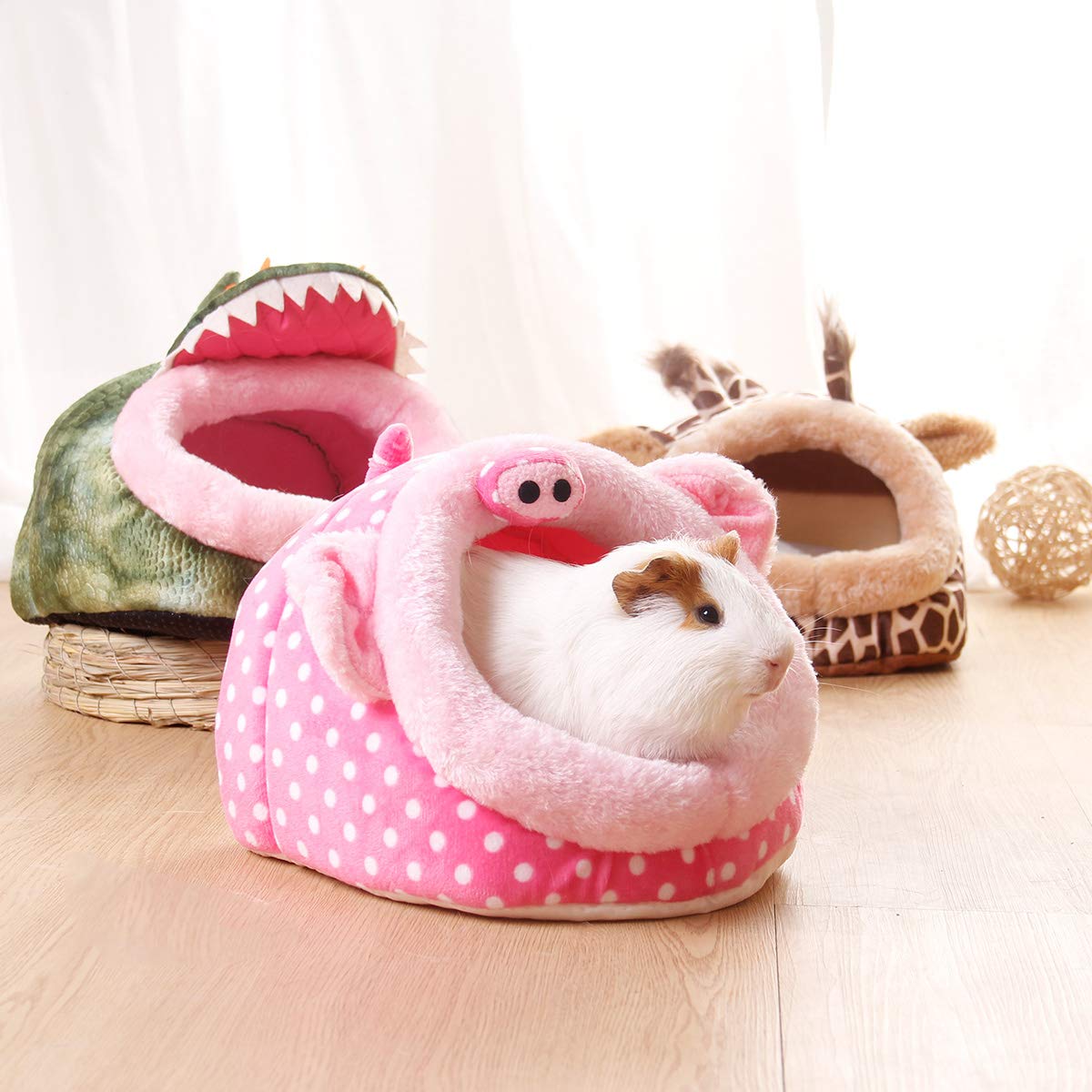 LEFTSTARER Jaula de conejillo de indias Cama de animales pequeños accesorios de casa, conejillo de indias juguetes casa nido hámster suministros hábitat huron rata