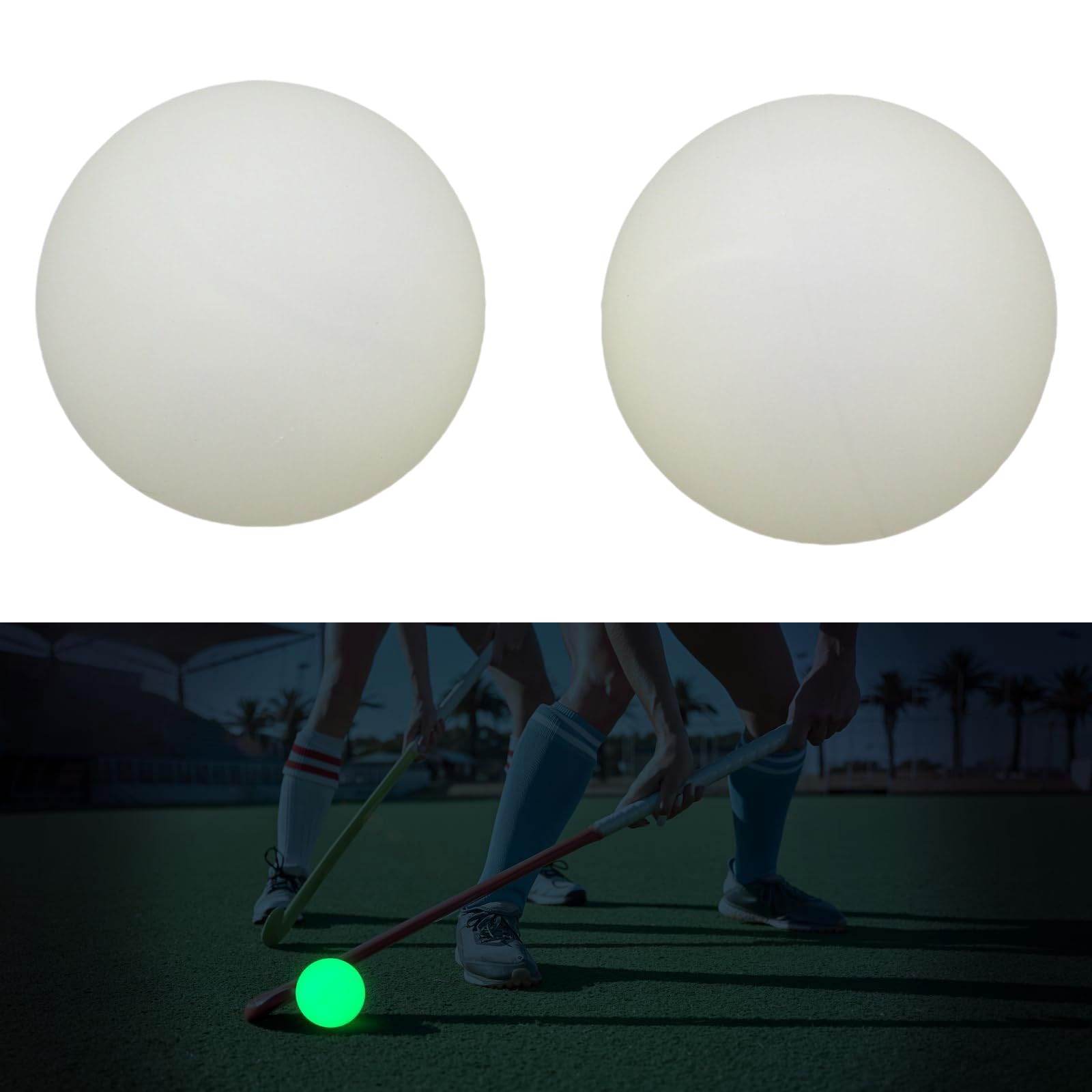 Laikoutd 2Pcs Street Hockey Balls Glow in Dark Ice Hockey Balls Glowing Roller Hockey Pucks for Night Hockey Training Practice